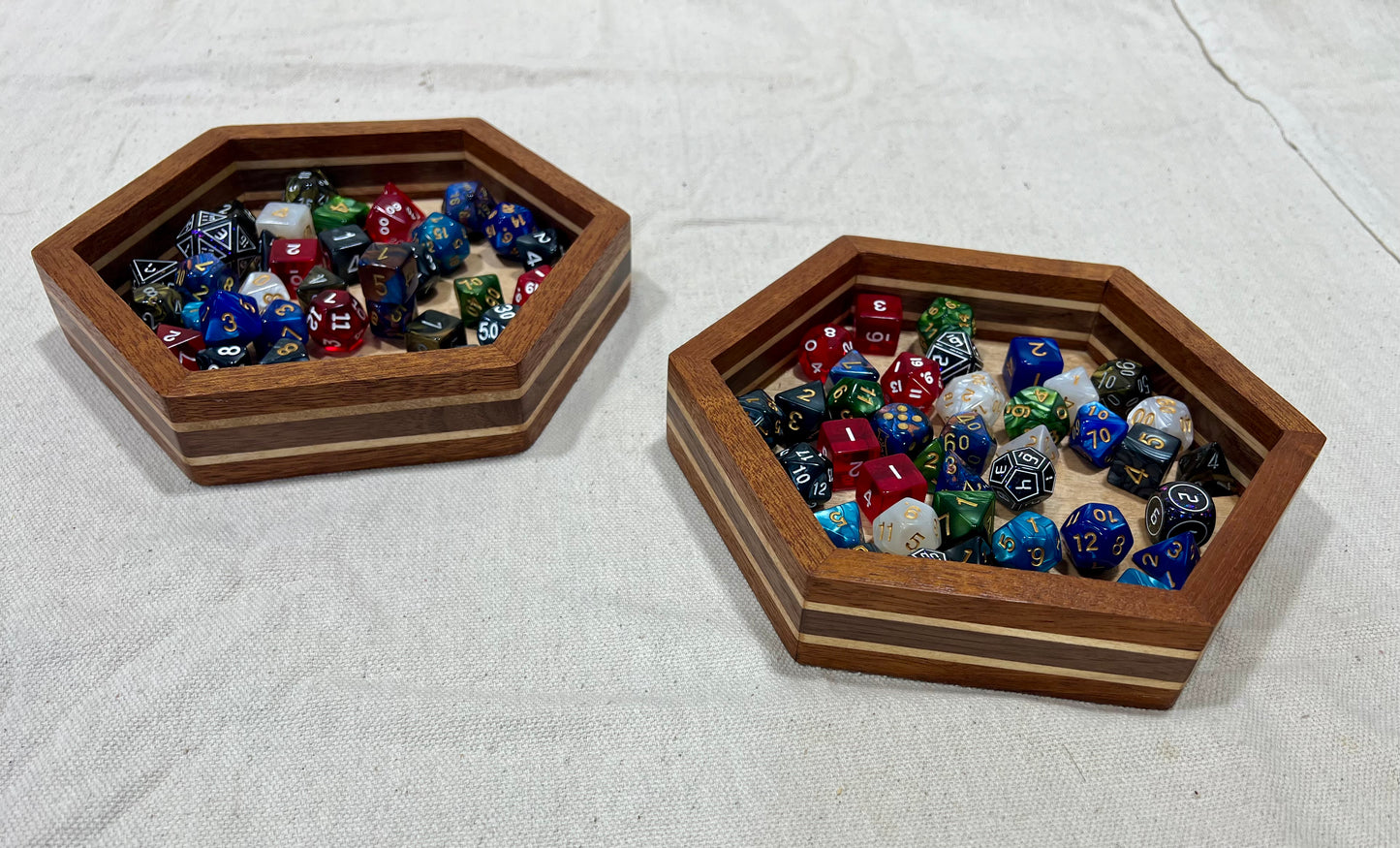 Hexagon Multi -wood Dice Tray