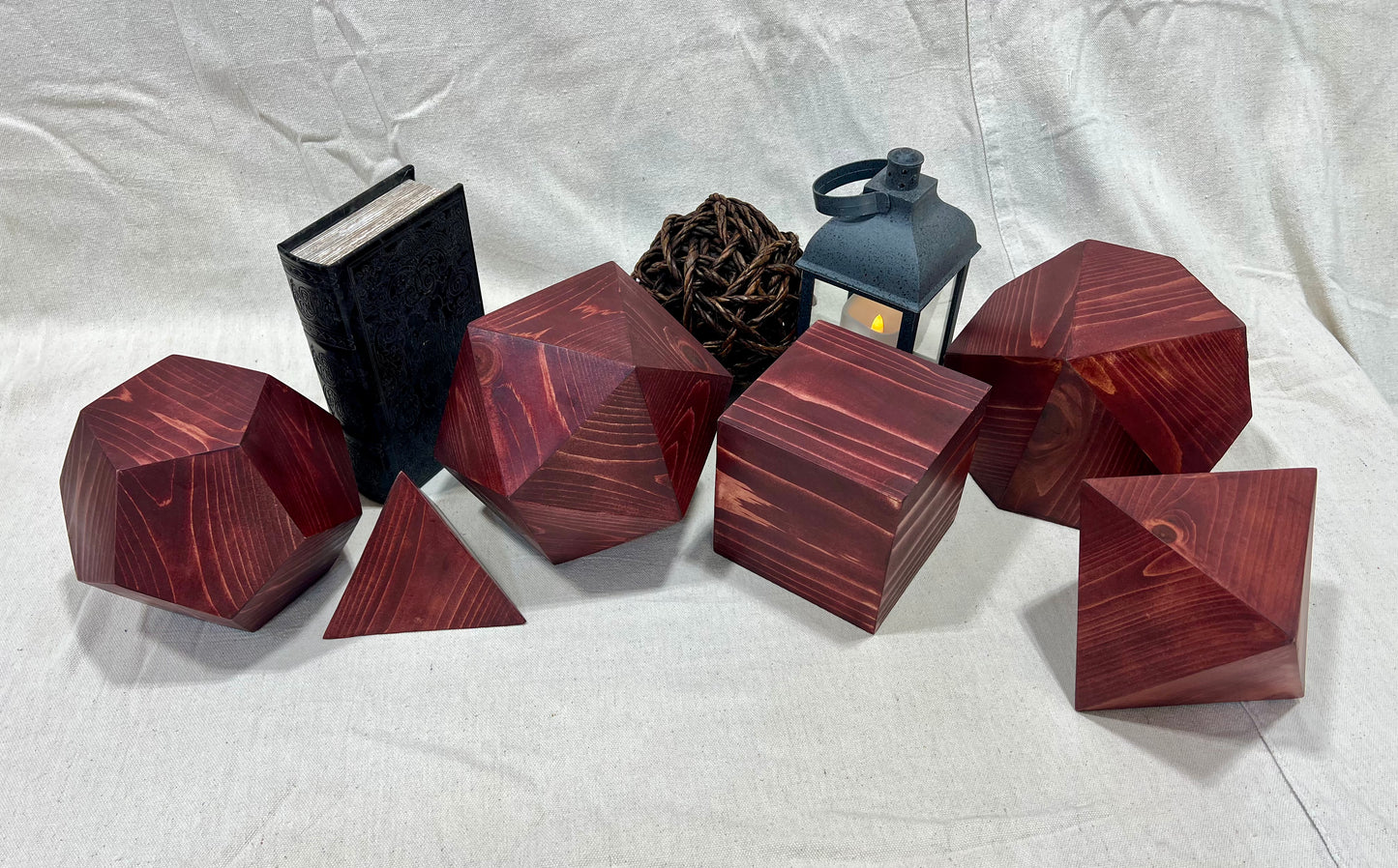 Full Set of Decorative Wood Dice (D4, D6, D8, D10, D12, & D20)